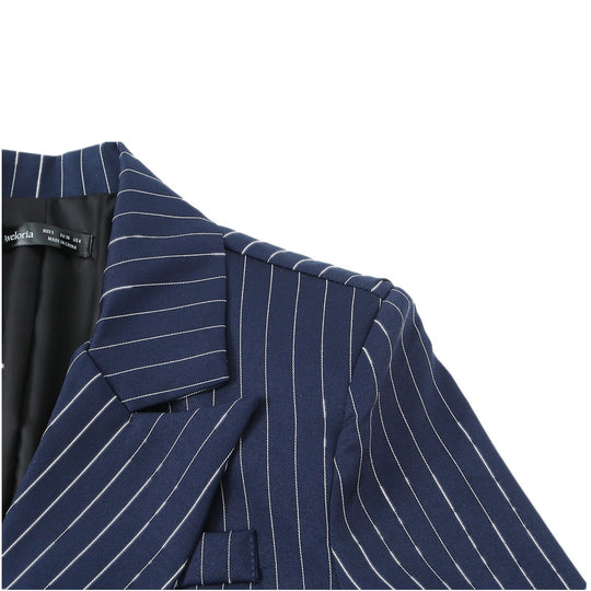 Damen Taillierter Nadelstreifen-Blazer mit asymmetrischem Revers und Pattentaschen Shop Nory