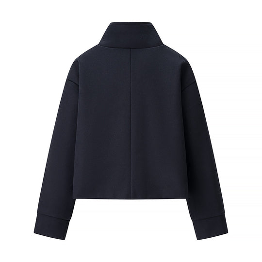Damen Kurzjacke Boxy Wollmix mit Stehkragen, Oversize-Ärmeln und Knopfleiste Shop Nory