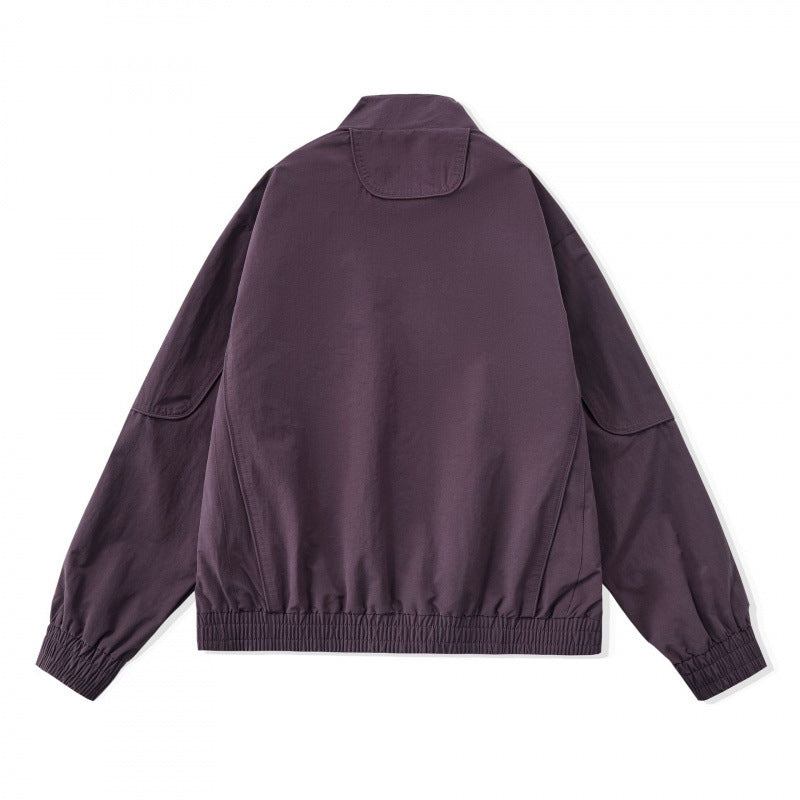[Unisex] Leichte Boxy-Übergangsjacke mit Stehkragen, Raglanärmeln und Reißverschlusstaschen Shop Nory