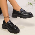 Damen Mokassins mit robustem Plateau und elegantem Riemendesign