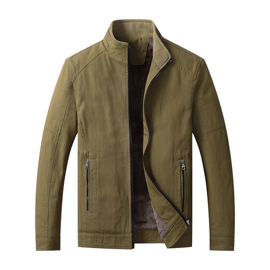 Herren Canvas-Fieldjacke mit Teddyfleece-Innenfutter, Stehkragen und Reißverschluss Shop Nory