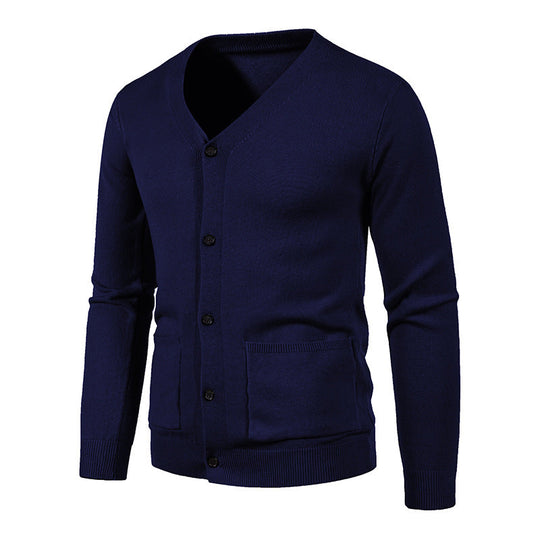 Herren Strickjacke mit V-Ausschnitt und praktischen Taschen