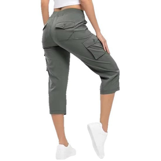 Damen Capri Cargo-Hosen in Bermuda-Länge mit hoher Taille und aufgesetzten Klappentaschen Shop Nory
