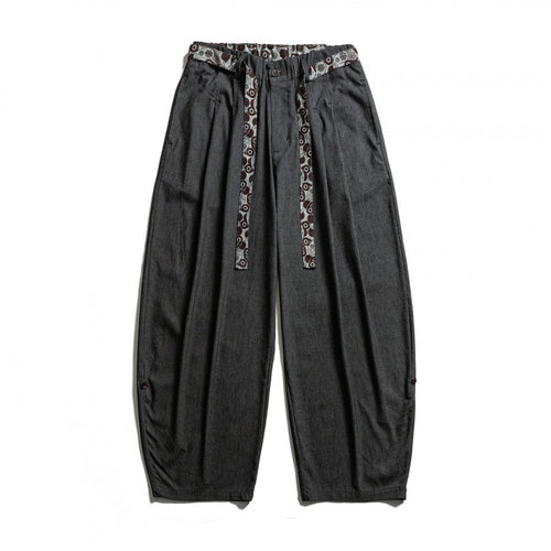 Herren Weite Highwaist Plissée-Hose mit elastischem Bund und bedrucktem Tunnelzug Shop Nory