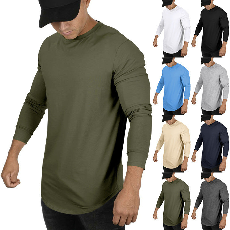 Herren Langarmshirt mit verlängertem Rundsaum und schmalem Schnitt aus elastischem Funktionsjersey Shop Nory