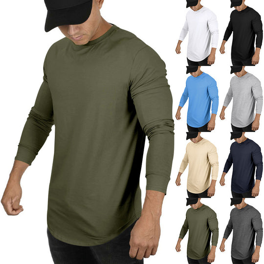 Herren Langarmshirt mit verlängertem Rundsaum und schmalem Schnitt aus elastischem Funktionsjersey Shop Nory