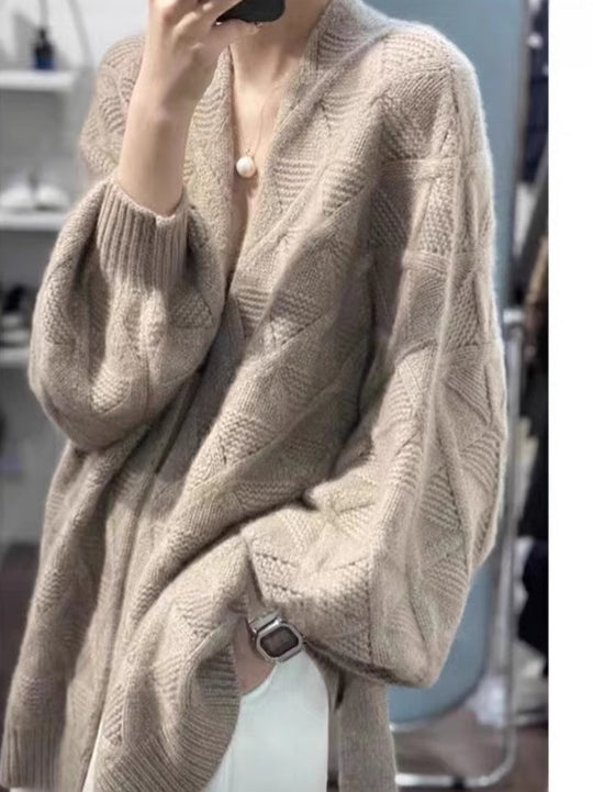 Damen Oversize-Cardigan aus Mohair‑Optik mit Zopfmuster Shop Nory