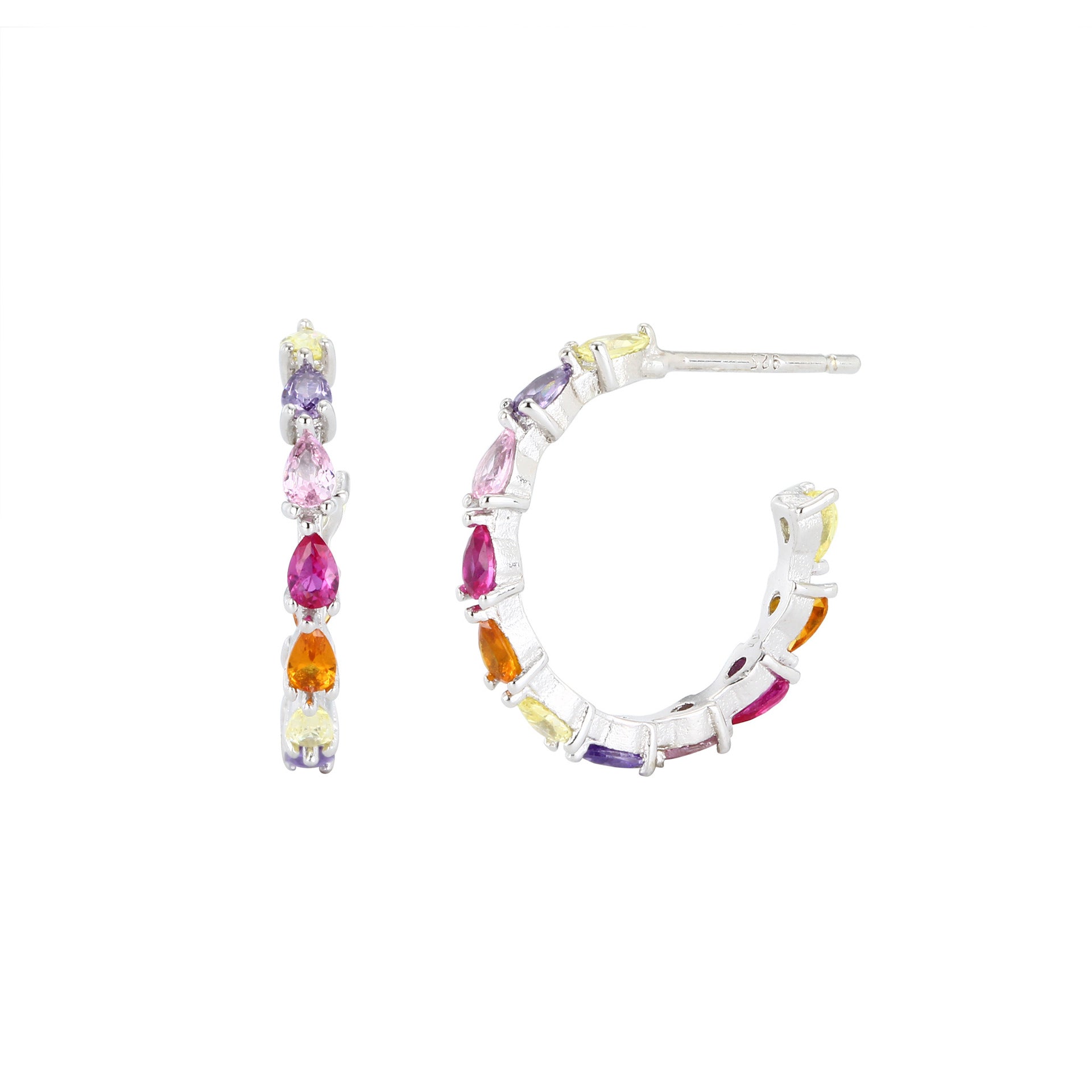 Damen Creolenohrringe mit bunten Zirkonia in hochwertiger Fassung Shop Nory