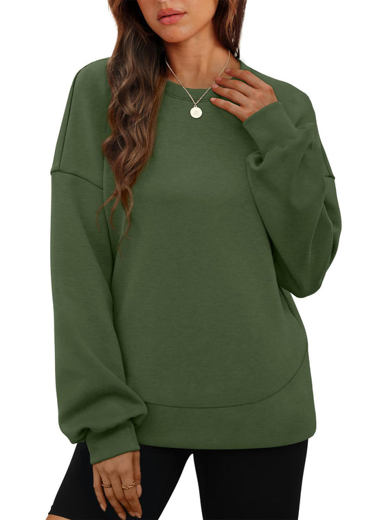 Damen nan lässiges Oversize Rundhals-Sweatshirt mit überschnittener Schulter gerundetem Saum und weichem Innenfutter Shop Nory