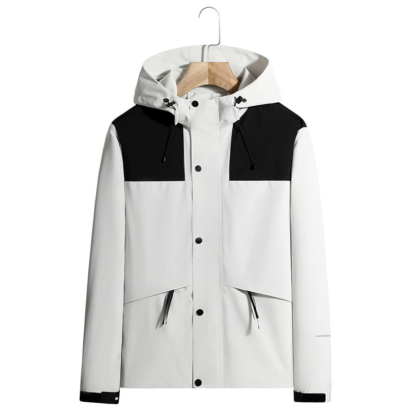 Herren Leichte wasserabweisende Kapuzen-Softshelljacke mit verdeckter Druckknopfleiste und Kordelzug Shop Nory