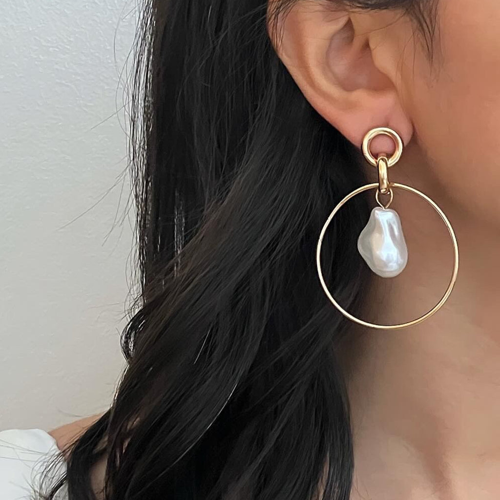 Damen Ohrhänger mit elegantem Ring und feinen Perlenakzenten Shop Nory