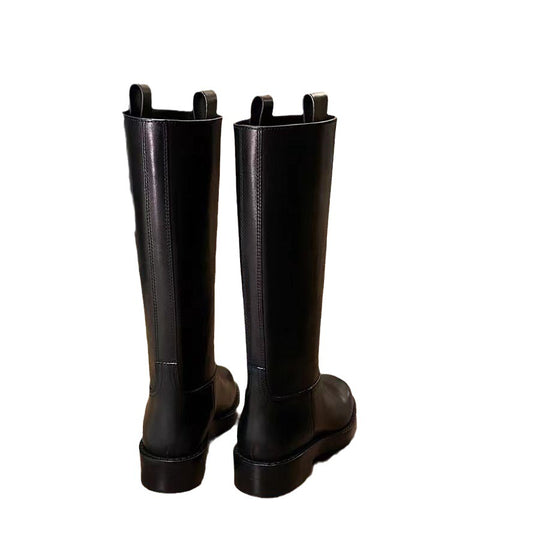 Damen Kniehohe Glattleder-Stiefel mit runder Zehenpartie und robuster Plateausohle Shop Nory