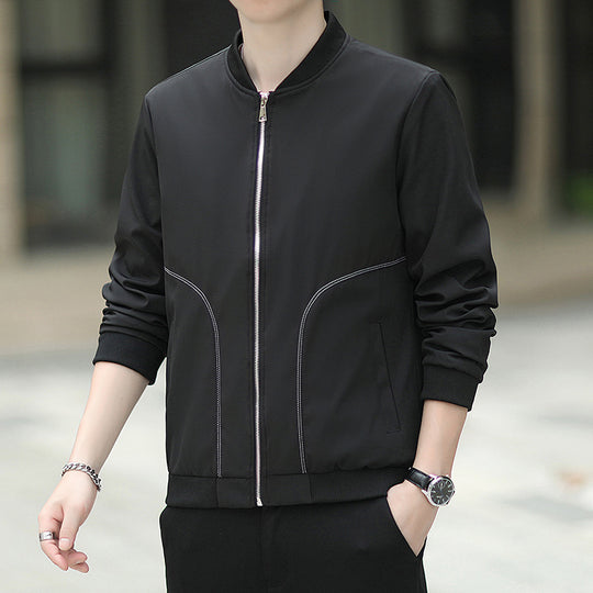 Herren leichter Nylon-Bomber mit minimalistischem Design und gerippten Bündchen Shop Nory