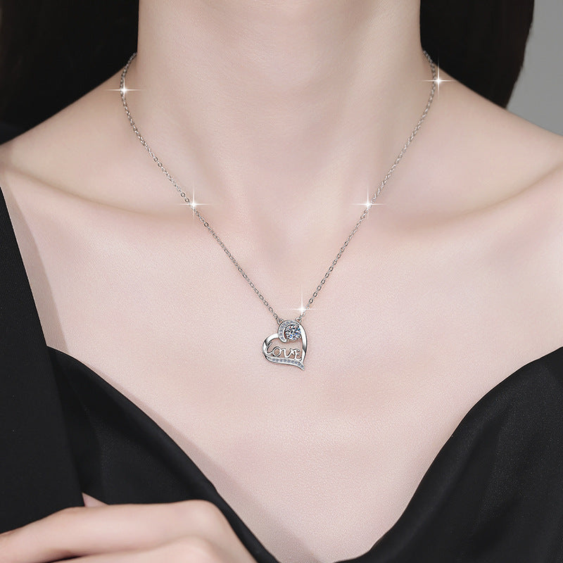 Damen Halskette mit Herzanhänger und funkelndem Kristallschmuck Shop Nory