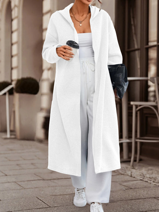 Damen Langer Oversize Kapuzenmantel mit offener Front und weichem Fleece Shop Nory