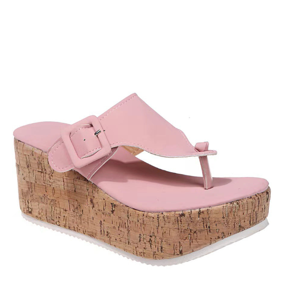 Damen Wedge-Sandaletten mit komfortablem Korkfußbett und verstellbarem Riemen Shopnory