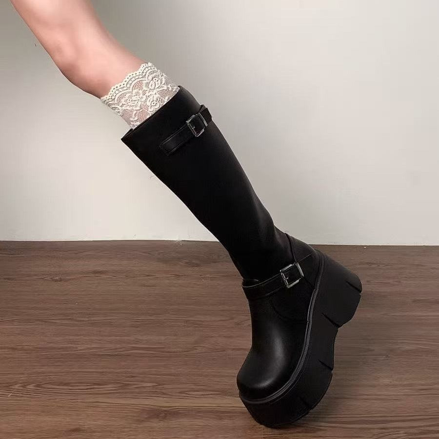 Damen Modische Stiefel mit auffälligem Schnallen-Design Shopnory