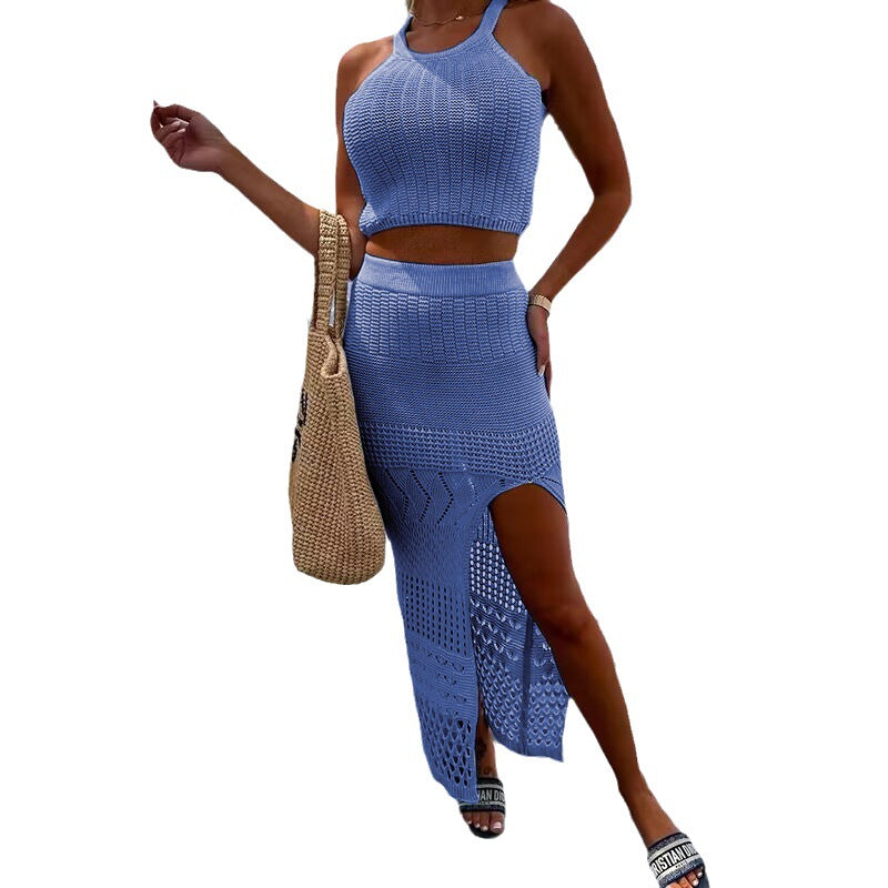 Damen luftiges gestricktes Deux-Pièces-Set