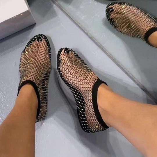 Damen Mesh-Booties mit Strassbesetztem NetzgewShop Norye und elastischem Schaft Shop Nory