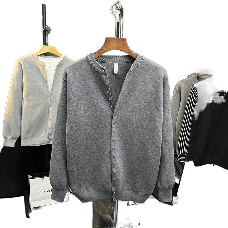 Herren Minimalistische Sweatcardigan mit verdeckter Druckknopfleiste Shop Nory