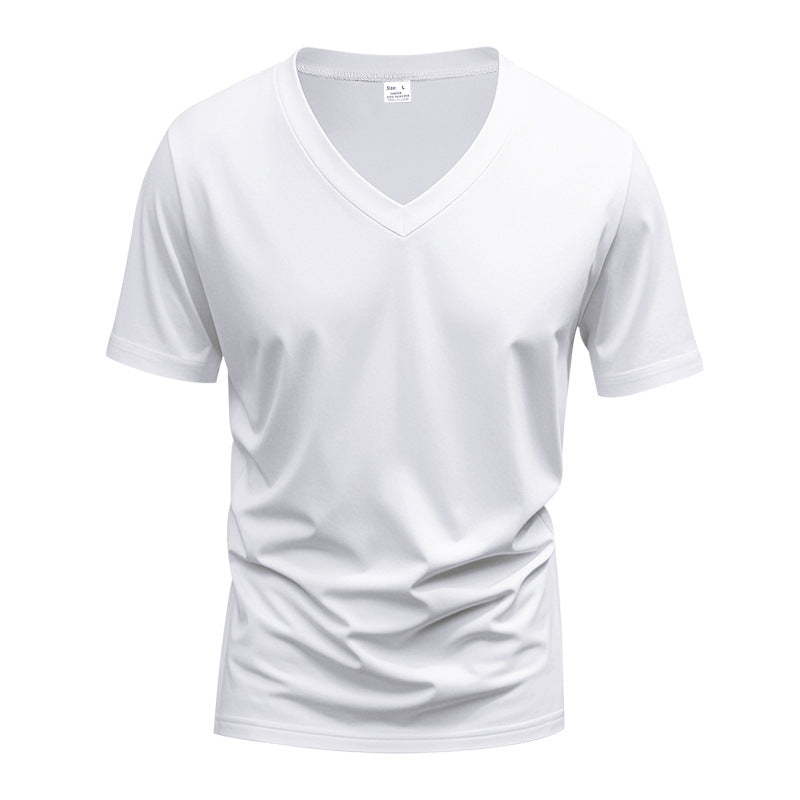 Herren V-Ausschnitt T-Shirt aus atmungsaktivem Baumwollmix mit modernem Schnitt