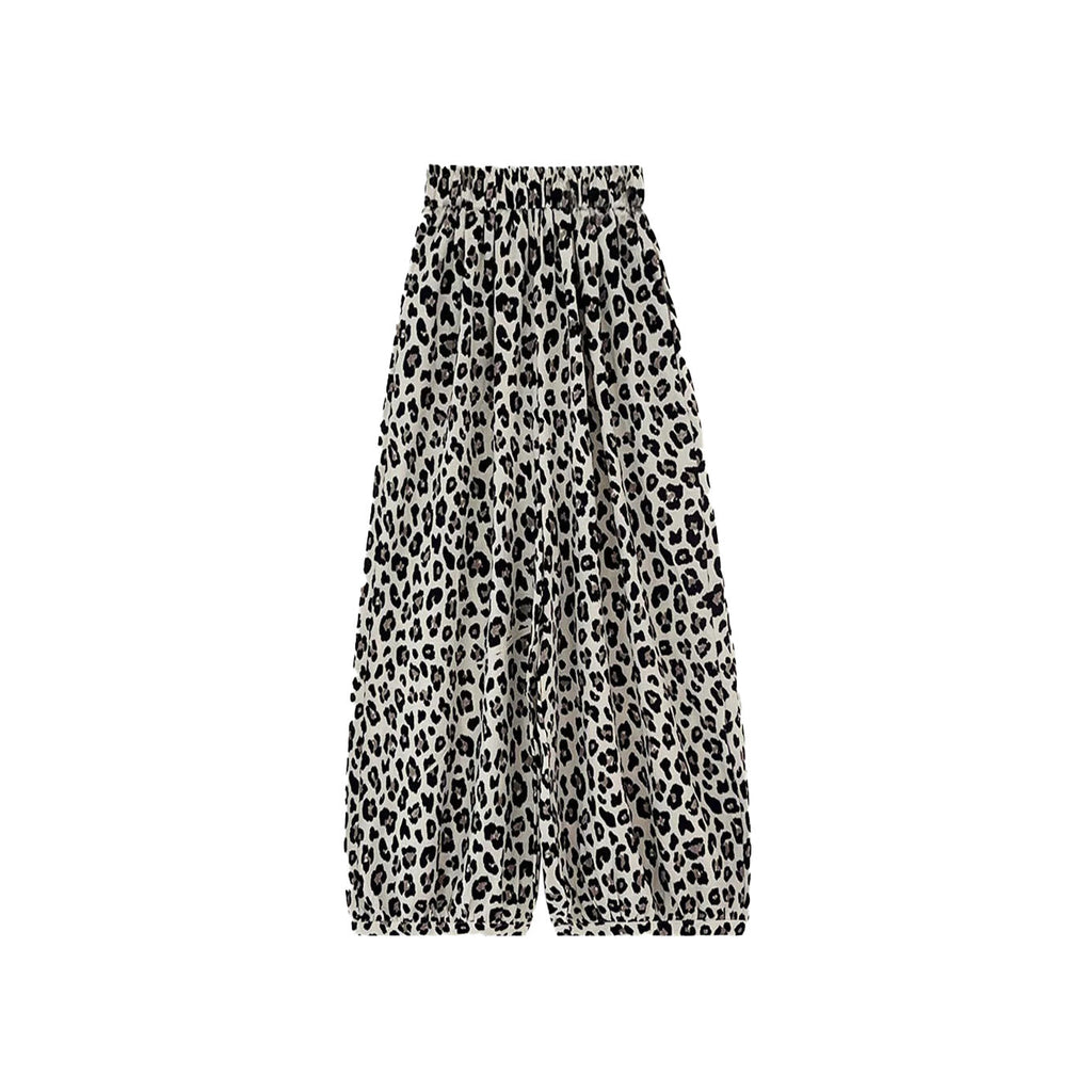 Damen Weit geschnittener Leoprint Rock mit elastischem Bund Shopnory