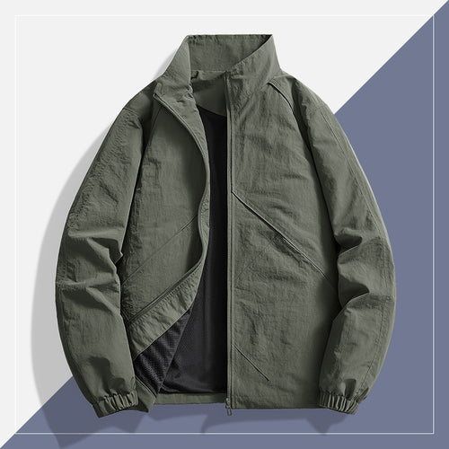 Herren Leichte technische Windjacke mit Mesh-Innenfutter, Stehkragen und elastischen Bündchen Shop Nory
