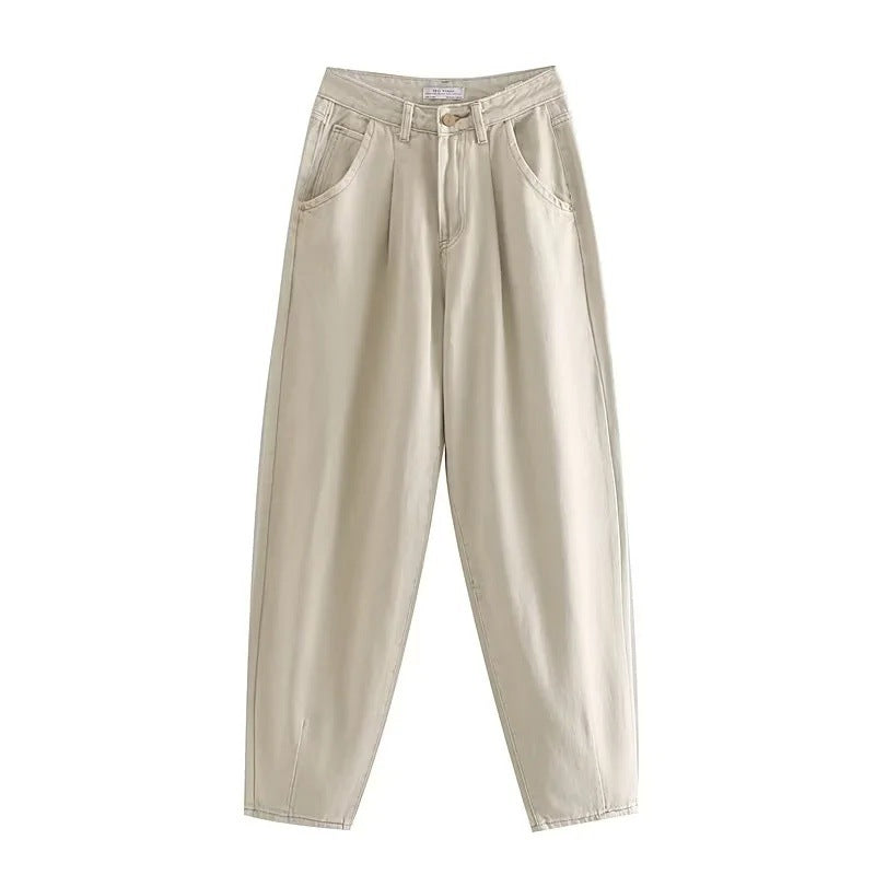 Damen Hochtaillierte Tapered‑Hose mit vorn gelegten Bundfalten und legerer Passform Shop Nory