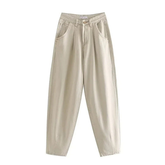 Damen Hochtaillierte Tapered‑Hose mit vorn gelegten Bundfalten und legerer Passform Shop Nory