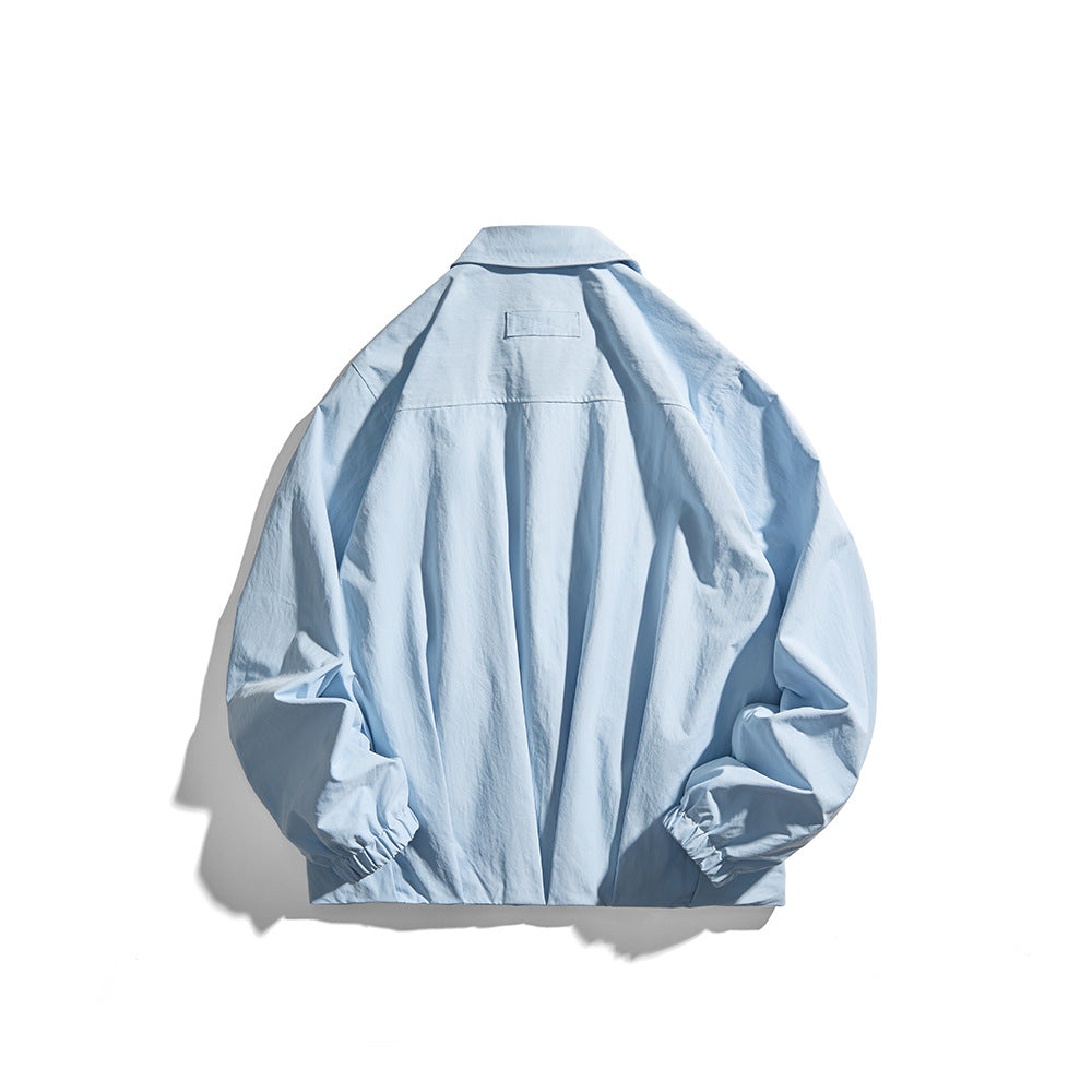 Unisex Leichte Hemdjacke im Boxy-Schnitt mit Holzknopfleiste und elastischen Bündchen Shop Nory