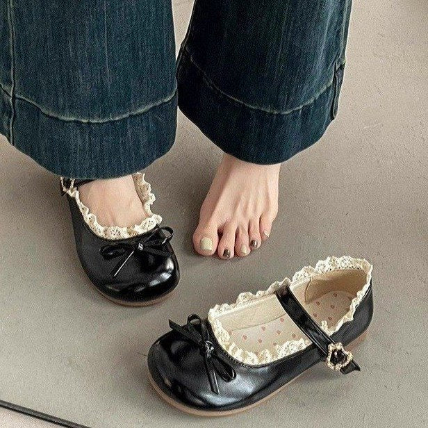 Damen Mary Jane Schuhe mit Rüschendetail und komfortablem Innenfutter