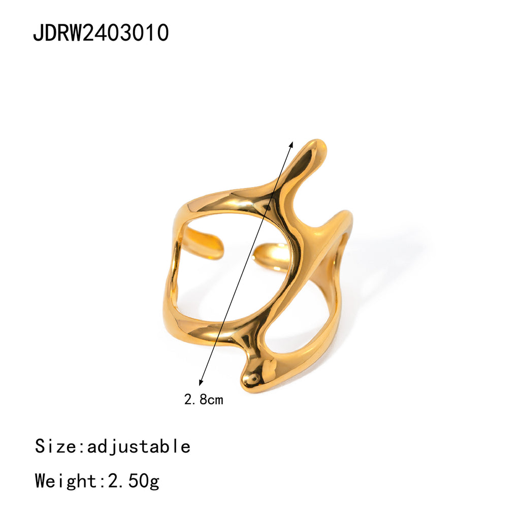 Damen Offener Ring mit modernem geschwungenem Design aus hypoallergenem Edelstahl Shop Nory