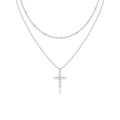 Damen Halskette mit funkelndem Kreuzanhänger und doppellagigem Design Shop Nory