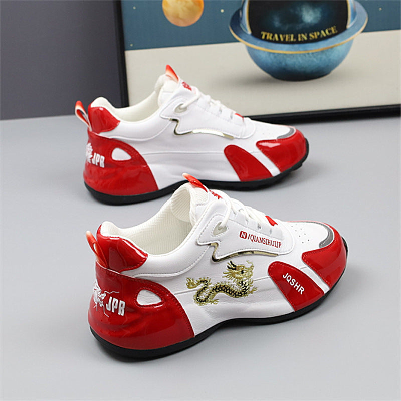 Herren Sneakers im sportlichen Design mit goldenen Akzenten und Drachenstickerei