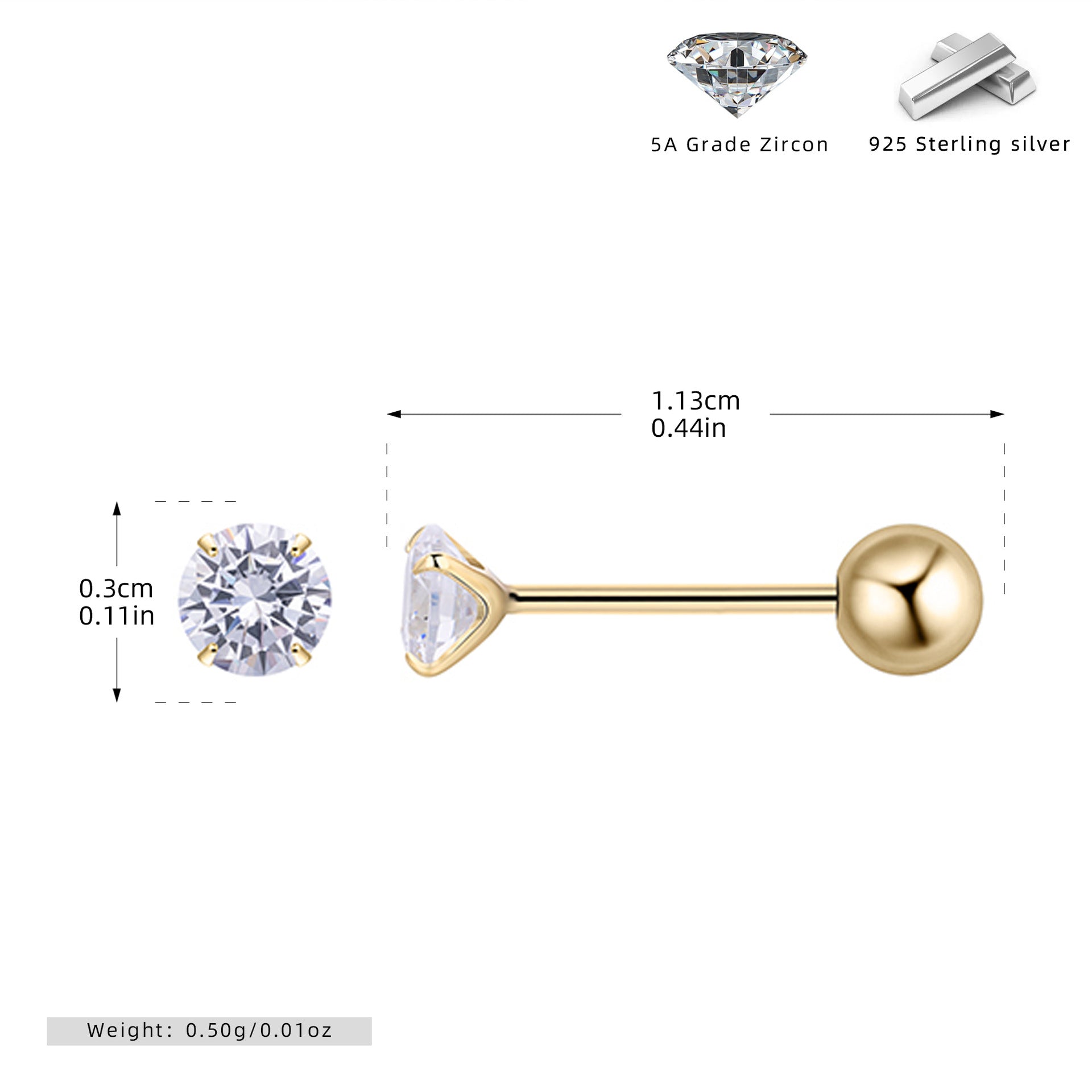 Damen Ohrstecker mit funkelndem Zirkon und hochwertigem 925 Sterling Silber Shop Nory