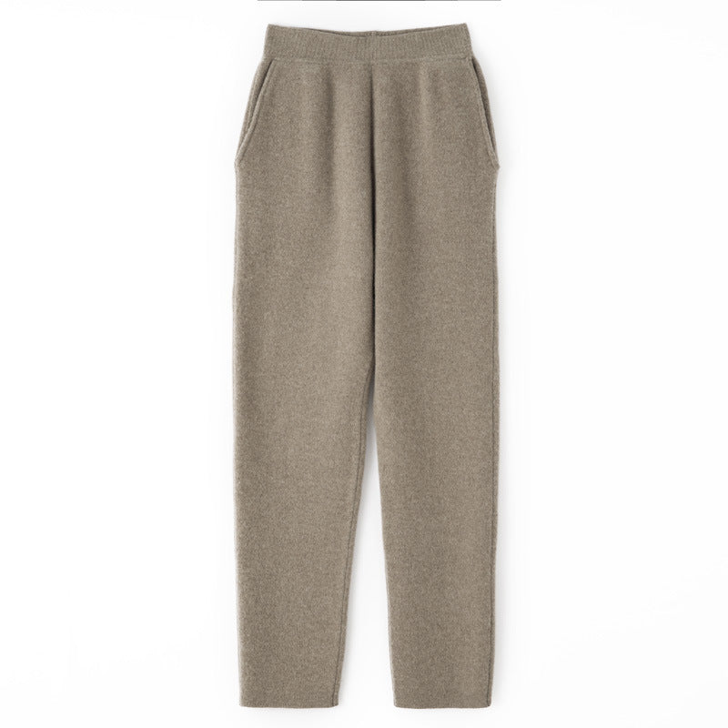Damen Kaschmir‑Optik Strickhose mit elastischem Bund, konischer Silhouette und Eingrifftaschen Shop Nory