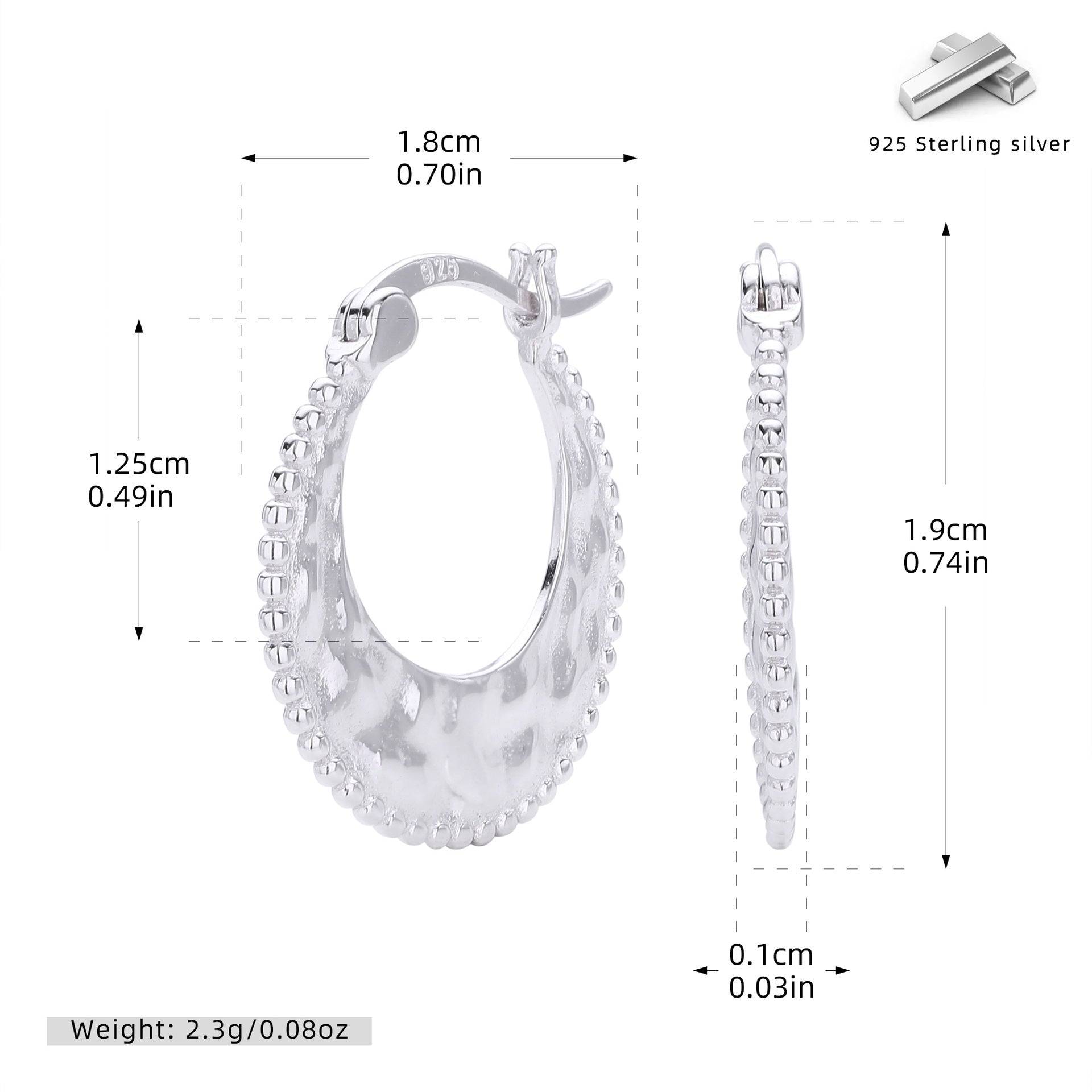 Damen Creolen mit elegantem Strukturdesign aus hochwertigem 925 Sterlingsilber Shop Nory