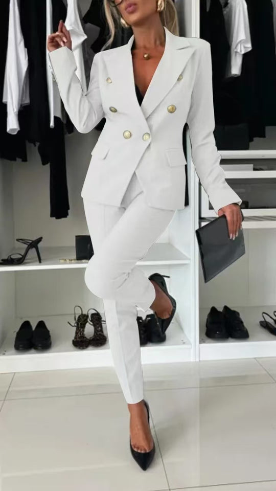 Damen Doppelreihiger taillierter Hosenanzug mit Slim-Hose Shop Nory
