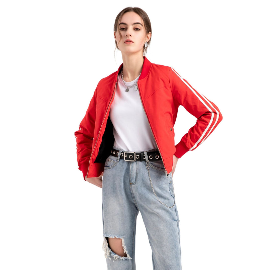 Damen moderne Funktionsjacke mit sportlichen Streifen Shopnory