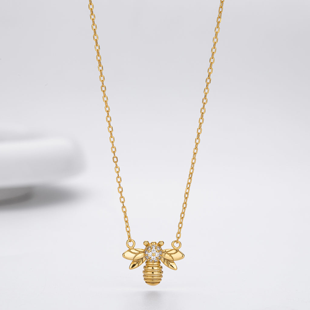 Damen Halskette mit detailverliebt gestalteter Bienenanhänger aus 925 Sterling Silber Shop Nory