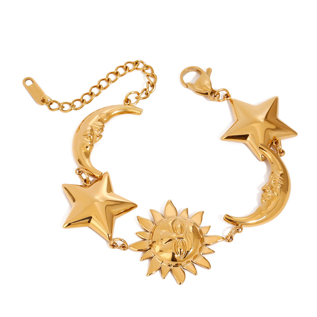 Damen elegante und hypoallergene Armbanduhr mit Mond- und Sternmotiven Shop Nory