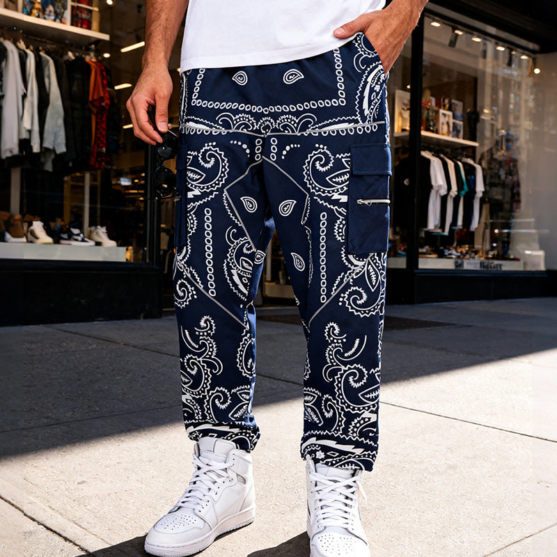 Herren Cargo-Jogginghose im Bandana-Print mit Cargo-Taschen & elastischem Bund Shop Nory