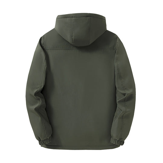 Herren Winddichter Fleecegefütterter Parka mit Kapuze und Multifunktionstaschen Shop Nory