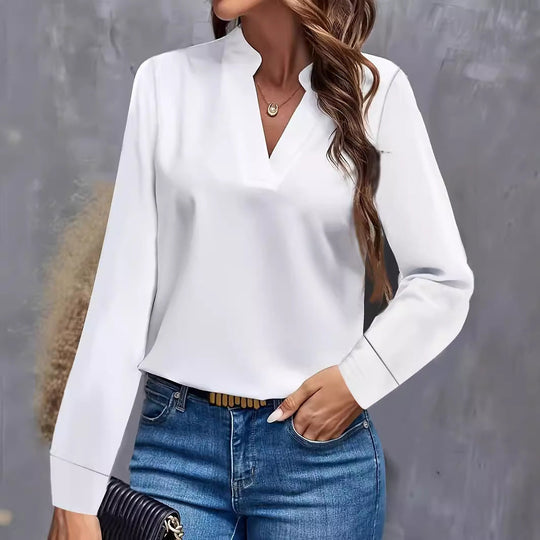 Damen Bluse mit Stehkragen und langen Ärmeln
