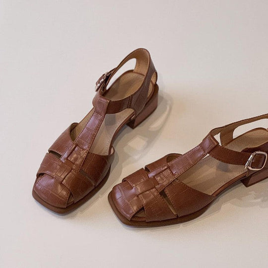 Damen Slingback Sandalen mit stilvollem Krokodillederdesign Shopnory