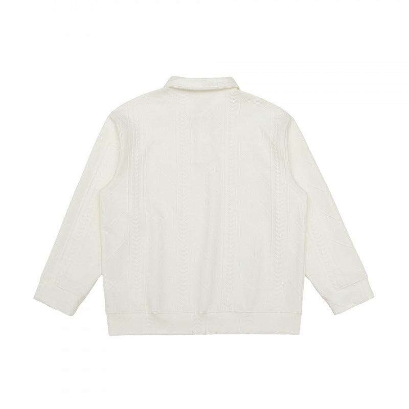 Unisex Poloshirt-Strickpullover mit Zopfmuster, Boxy‑Schnitt und Hemdkragen Shop Nory