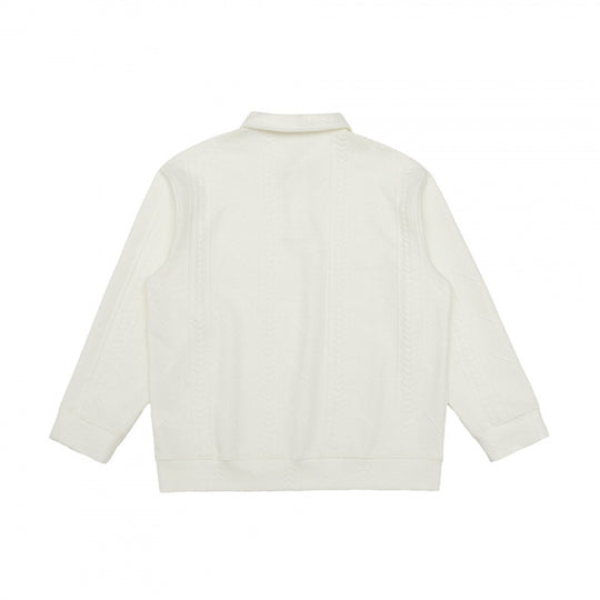 Unisex Poloshirt-Strickpullover mit Zopfmuster, Boxy‑Schnitt und Hemdkragen Shop Nory