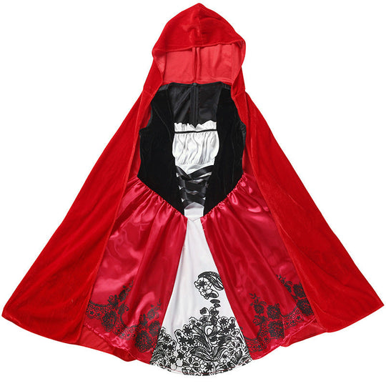 Mädchen Märchenhafte Rotkäppchen Verkleidung mit Umhang und Rüschen Shop Nory