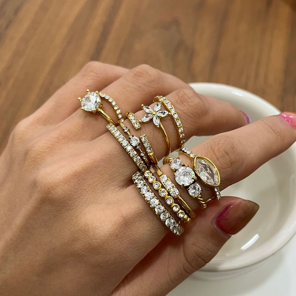 Damen Offener Ring mit funkelnden Zirkonia-Akzenten Shop Nory