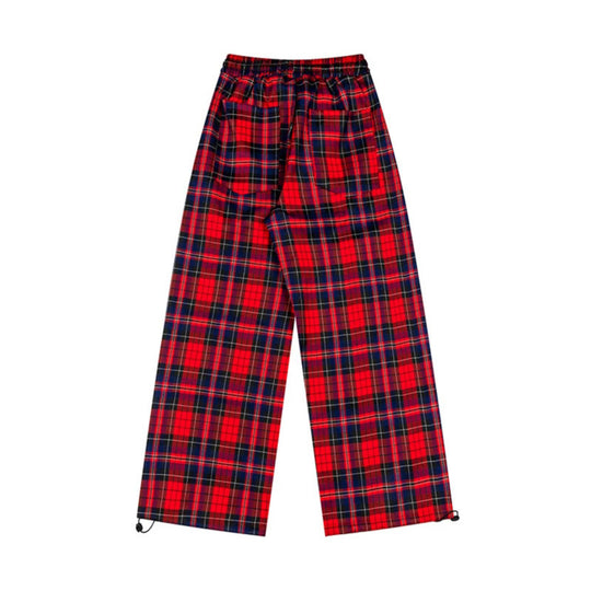 Damen Karierte Palazzo-Loungewear-Hose mit hohem Komfortbund und verstellbarem Saum Shop Nory